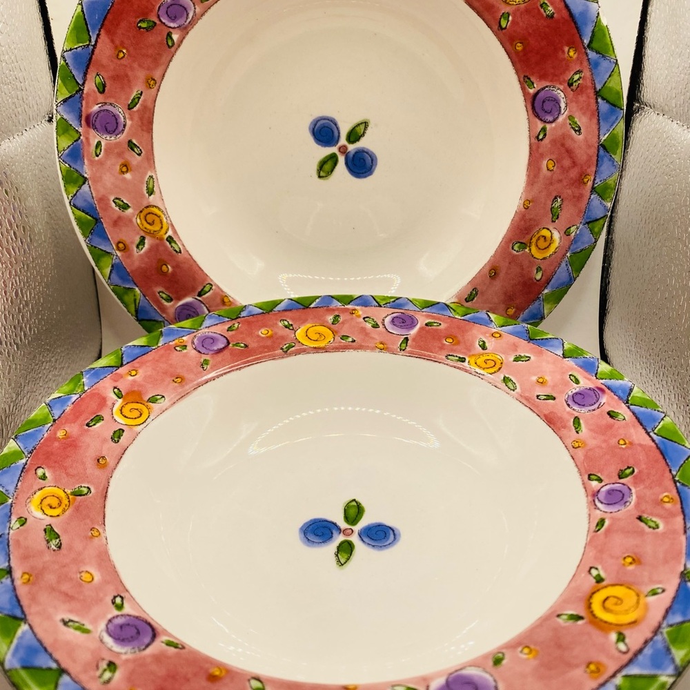 Sango THE SWEET SHOPPE by Sue Zipkin 3025”Cranberry Twirl” 2 Salad/Dessert Bowls